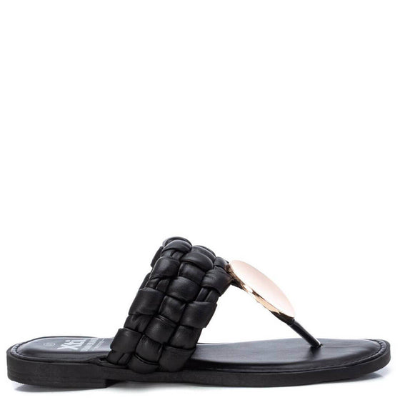 XTI Black Toe Post Sandals