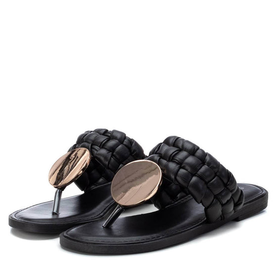 XTI Black Toe Post Sandals