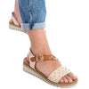 XTI Cream Studded Flat Sandals
