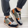 XTI Green & Orange Lace Up Sneakers