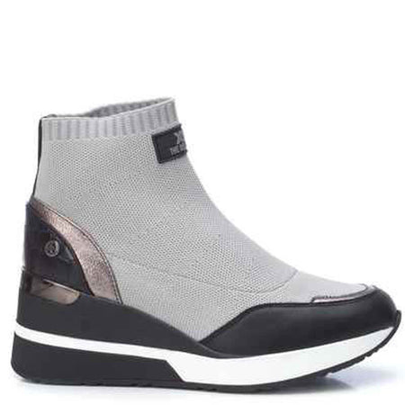 XTI Grey & Black Knitted Sneakers