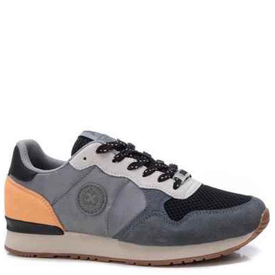 XTI Grey & Orange Lace Up Sneakers