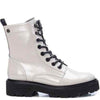 XTI Grey Patent Effect Lace Up Boots