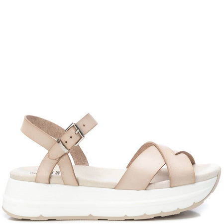 XTI Nude Crossover Strap Raised Sole Sandals