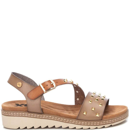 XTI Taupe Studded Flat Sandals