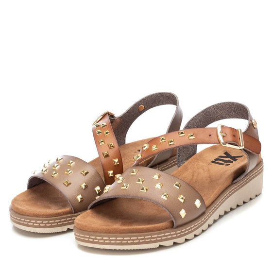 XTI Taupe Studded Flat Sandals