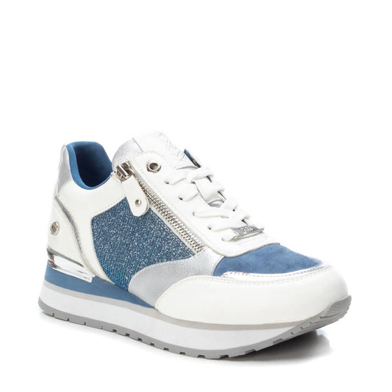 XTI White & Blue Side Zip Sneakers
