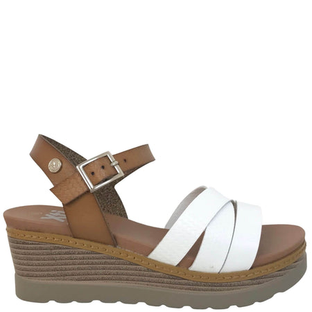 XTI White Strappy Small Wedge Sandals