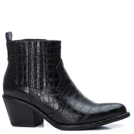XTI Black Croc Western Boots
