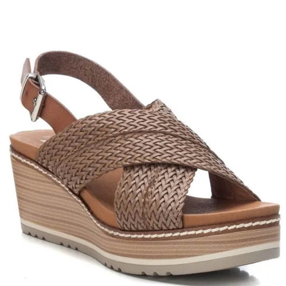 XTI Taupe Crossover Strap Wedge Sandals 42334