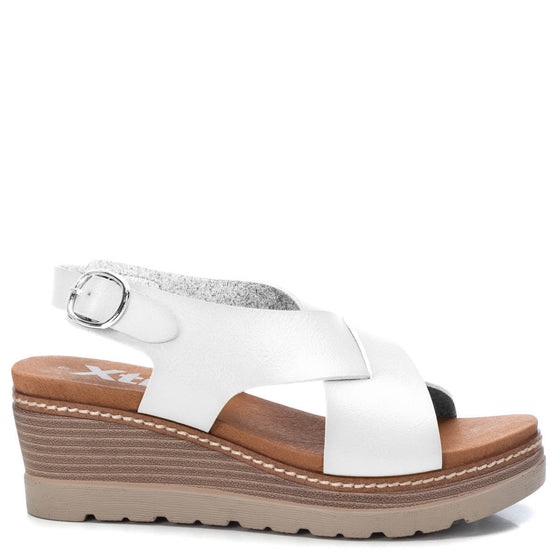 XTI White Crossover Wedge Sandals