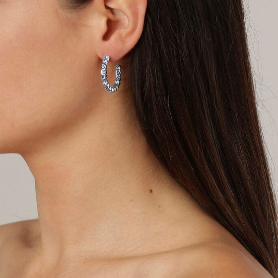 Dyrberg Kern Holly Medium Hoop Earrings - Silver - Light blue